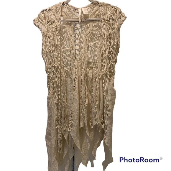 - FORGOTTEN GRACE Cream crochet Vest Bohemian size M - Picture 1 of 7